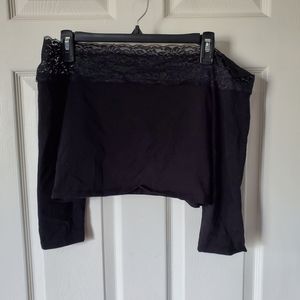 Black Off the Shouler Crop Top